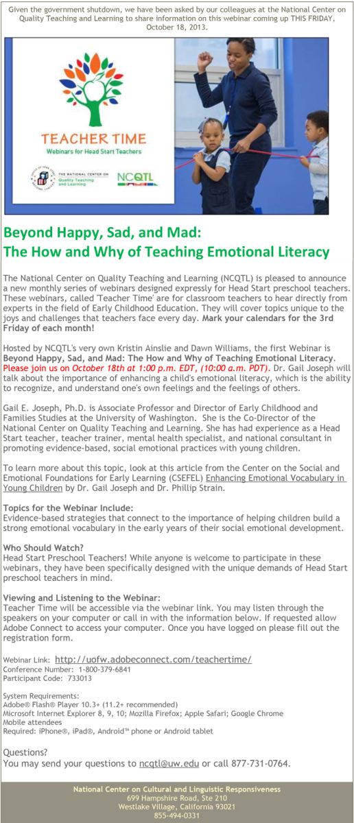Beyond Happy, Sad and Mad: The How and Why of Teaching Emotional Literacy