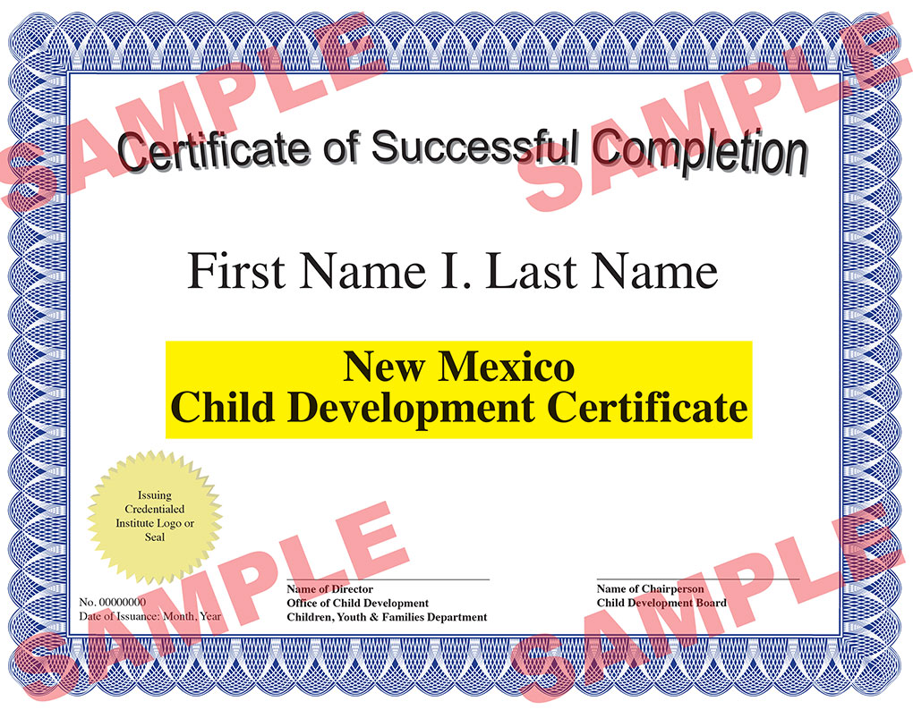 Certificate of Successful Completion - New Mexico Child Development Certificate