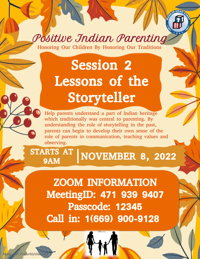 Positive indian Parenting flyer with fall imagery around it