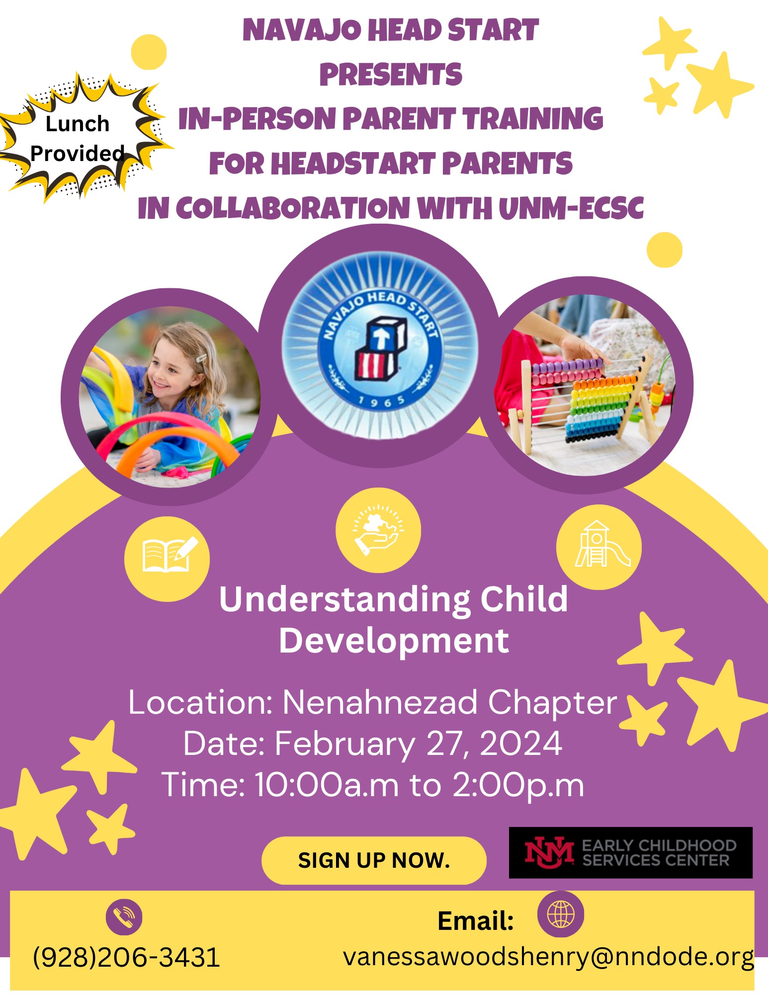 Understanding Child Development Parent Training flyer
